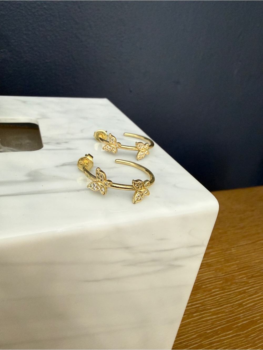 Bufferfly Gold and Silver Hoop Earrings